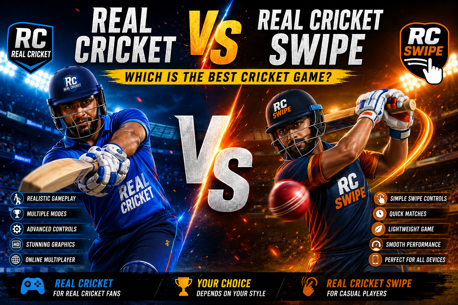 Real Cricket Vs Real Cricket Swipe
